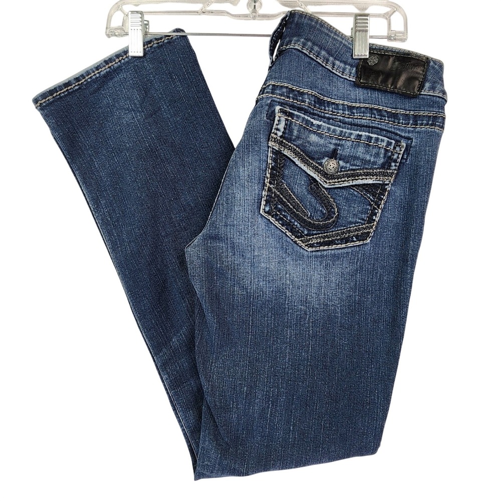 Silver Jeans 28 Blue Suki Mid Slim Boot Fluid Denim Y2K Western Boho Bootcut